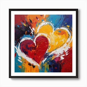 Abstract Two Love Hearts Art Print