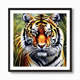 Tiger In The Grass Art Print