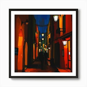 Alleyway At Night Art Print