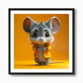 Cute Mouse In Yellow Jacket Art Print