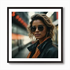 Portrait Of A Woman In Sunglasses Art Print