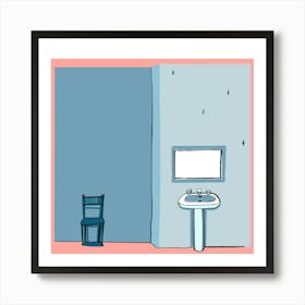 Blue Bathroom Art Print