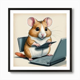 Hamster With Laptop 1 Art Print