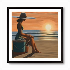 Woman At The Beach 1 Art Print