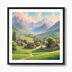 Village In The Mountains City art print 1 Art Print