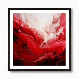 Firefly Abstract, Painting, 3d, Red, White, Clouds, Surreal, Artistic, Vibrant, Textured, Contempora Art Print