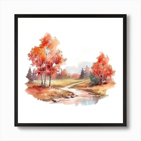 Watercolor Autumn Trees 4 Art Print