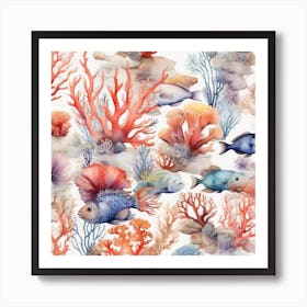 Sea Corals and fish 1 Art Print