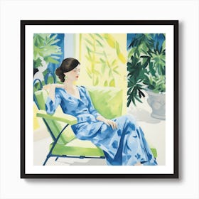 Woman Relaxes On The Patio 2 Art Print