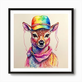 Deer In A Hat 7 Art Print