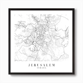 Jerusalem Israel Street Map Minimal Square Art Print