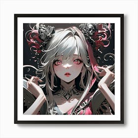 Anime Girl With Pink Hair Art Print