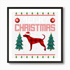 Merry Christmas Bluetick Coonhound Dog Santa Hat Xmas Art Print