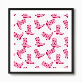 Pink Cowboy Boots Art Print