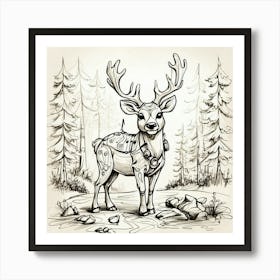 Deer In The Forest 32 Art Print