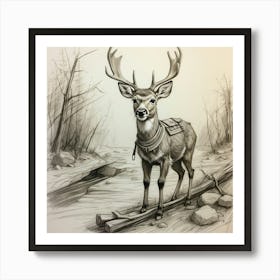 Deer In The Woods 146 Art Print