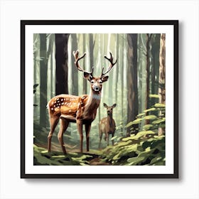 Deer In The Forest 27 Art Print