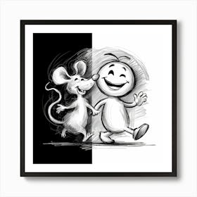 Happy Mouse And Happy Man Art Print