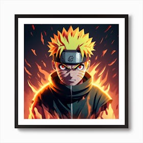 Naruto In Angry Mood With Fire And Fight Vibran Art Print