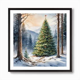 Christmas Tree In The Woods 16 Art Print