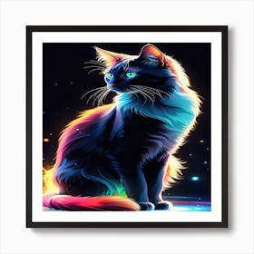 Cat In The Night Sky Art Print