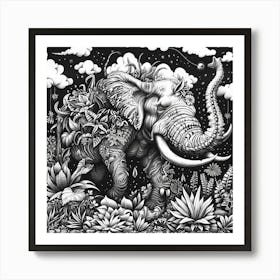 Elephant In The Jungle Art Print