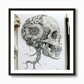 Skull And Roots Art Print