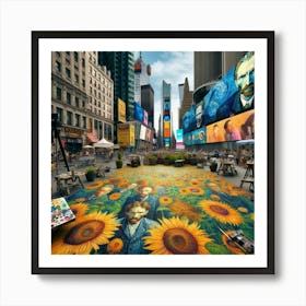 Van Gogh Painted A Sunflower Field In The Heart Of Times Square 2 Art Print