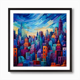 Colorful City Skyline Art Print