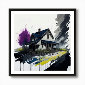 Colored House Ink Painting (21) Art Print