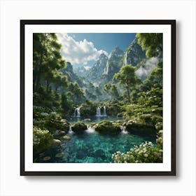 Waterfall In The Forest 1 Art Print