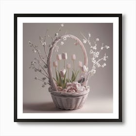 Tulips In A Basket 1 Art Print