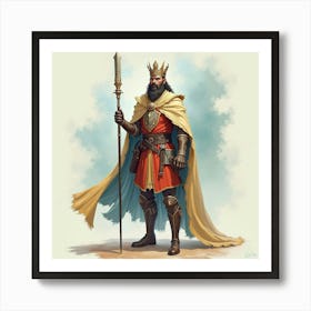 Gallant King With Watercolor Magical Mist 1 Art Print