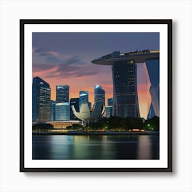 Singapore Skyline At Dusk Art Print