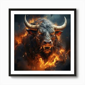 Bull On Fire 1 Art Print