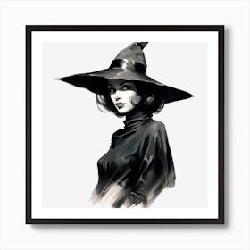 Stylish Witch Sketch Art Print