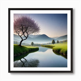 Tree In A Lake 2 Art Print