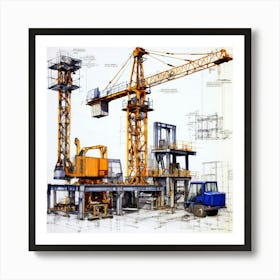 Construction Crane Stock Videos & Royalty-Free Footage Art Print