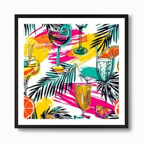 Seamless Pattern With Tropical Drinks 6 Art Print