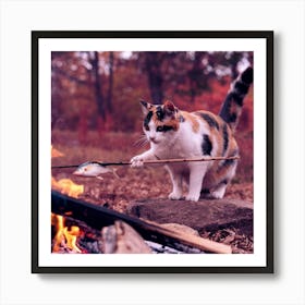 A Photo Of A Calico Cat Cooking A Fish O Gikgzymbse Q0xox1i000q Wycr0ptitygc Lxq6fzzea Art Print