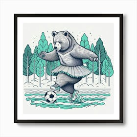 Baby’s Room Soccer Bear Art Print