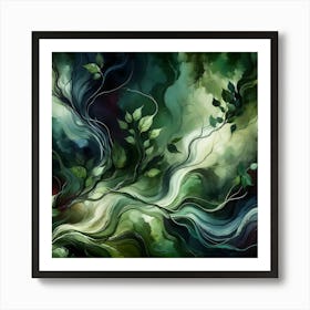 Abstract, Emerald Swirls: Nature’s Dreamlike Embrace Art Print