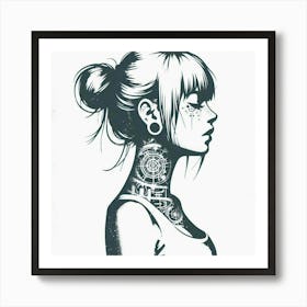 Girl With Tattoos Art Print