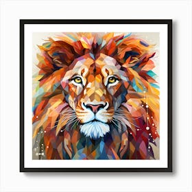 Majestic Lion Face: Powerful Wildlife Art Art Print