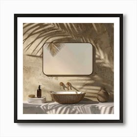 Bathroom With Palm Tree Art Print