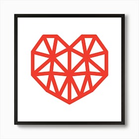 Heart Geometric Abstract Minimalist Simple Red 3 Art Print