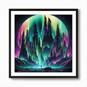 Beautiful colorful moon view Art Print