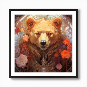 Bear With Roses Art Print