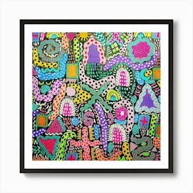 Colorful funky patterns Art Print