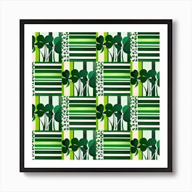 Shamrocks in Squares Art Print